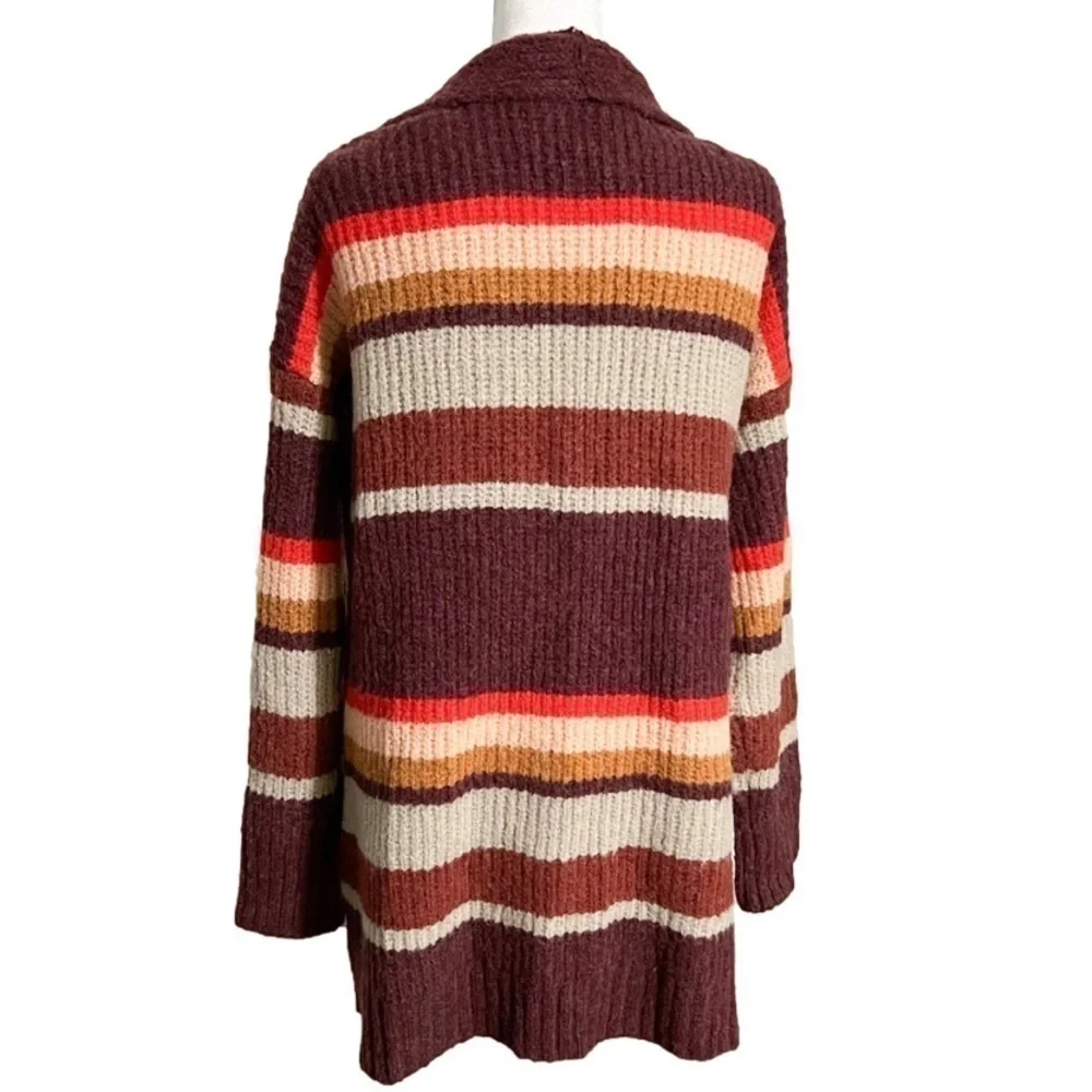 A New Day Oversized Multicolor Red Blended Content Stripe Sweater Women’s Size L